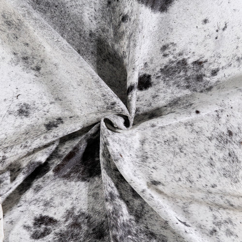 Vintage Black Salt and Pepper Cowhide Rug Size 6'11" L x 6'10" W 4349