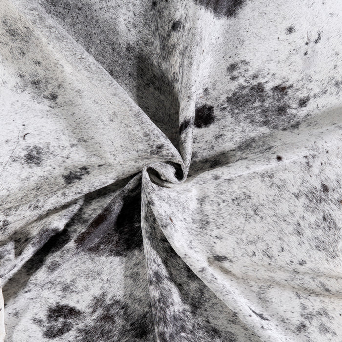 Vintage Black Salt and Pepper Cowhide Rug Size 6'11" L x 6'10" W 4349