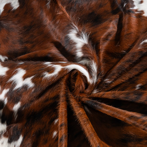 Tricolor Brindle Mix Cowhide Rug Size 7'3" L x 7'0" W 6240