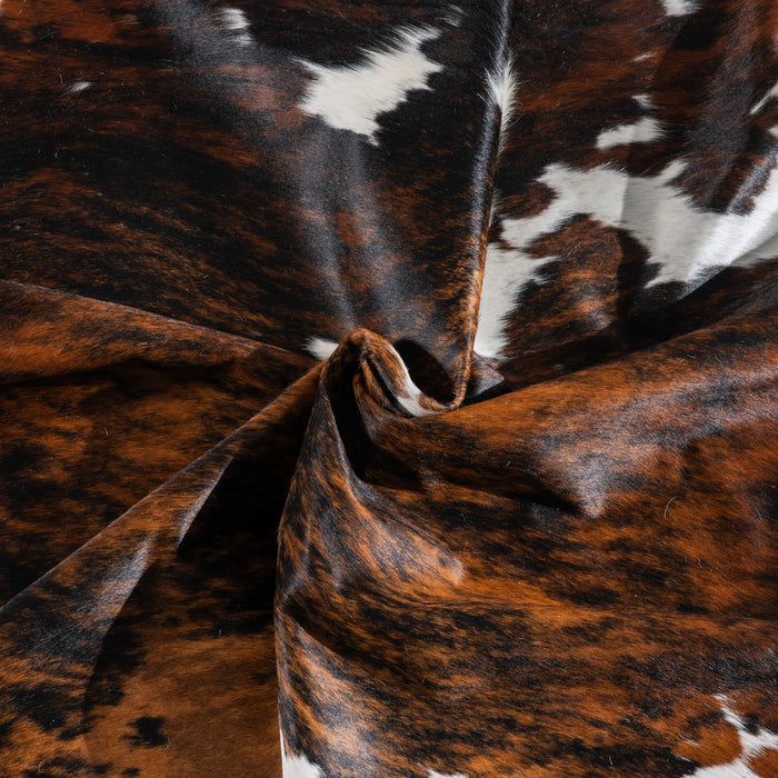 Tricolor Brindle Mix Cowhide Rug Size 8'2" L x 7'7" W 5440