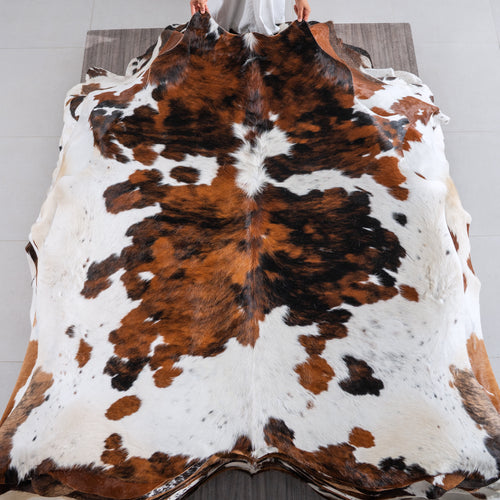 Tricolor Cowhide Rug Size 6'6" L x 6'8" W 4032