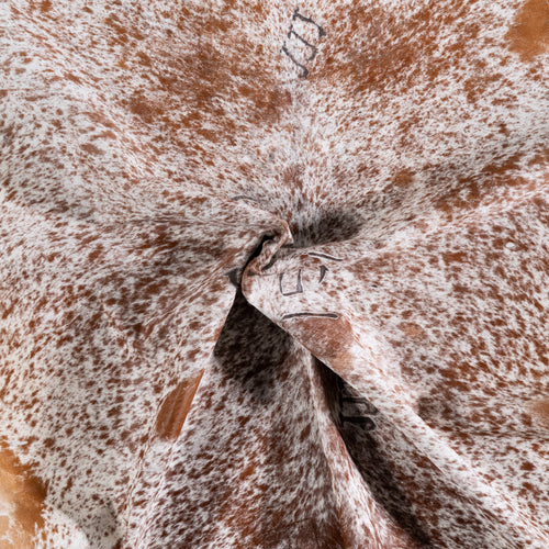 Vintage Brown Salt and Pepper Cowhide Rug Size 7'7" L x 6'10" W 5582