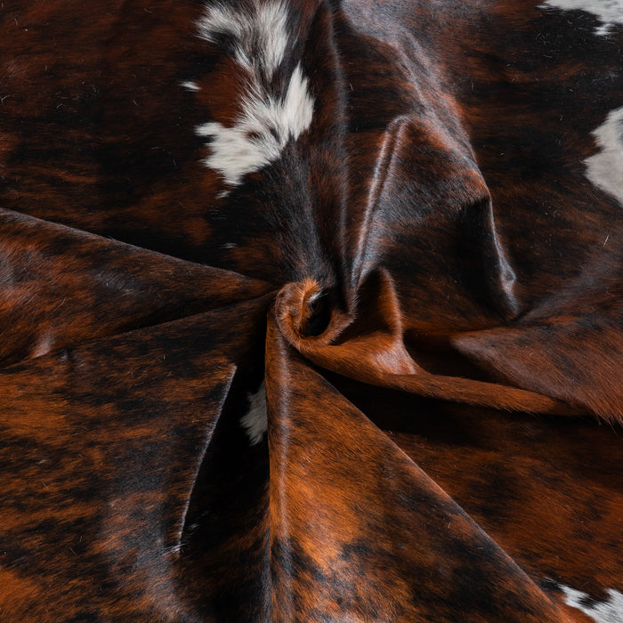 Tricolor Brindle Mix Cowhide Rug Size 7'10" L x 7'3" W 5441