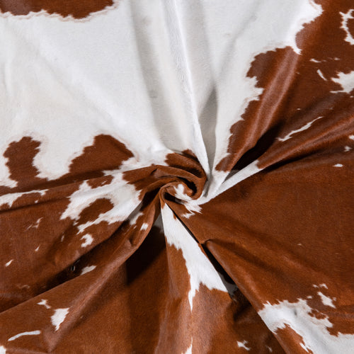 Vintage Brown and White Cowhide Rug Size 7'8" L x 6'9" W 4354