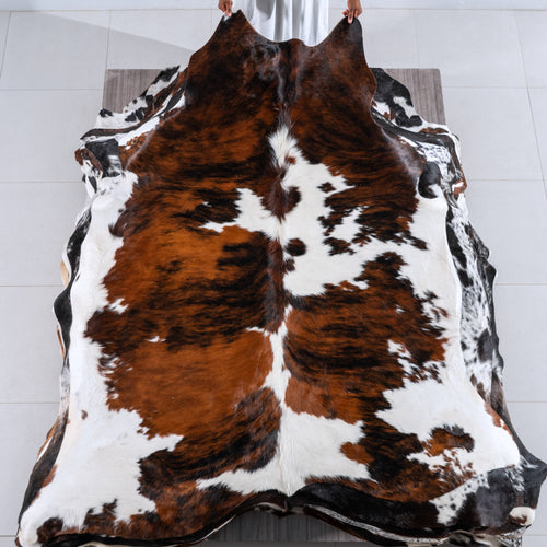 Tricolor Cowhide Rug Size 7'6" L x 6'9" W 6244