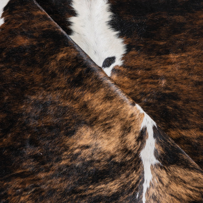 Tricolor Brindle Mix Cowhide Rug Size 8'6" L x 7'4" W 5442