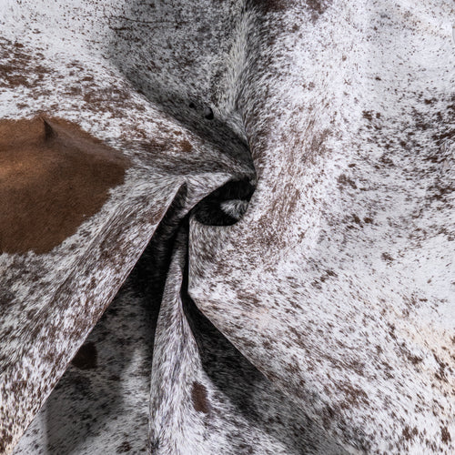 Vintage Brown Salt and Pepper Cowhide Rug Size 7'2" L x 7'1" W 6387