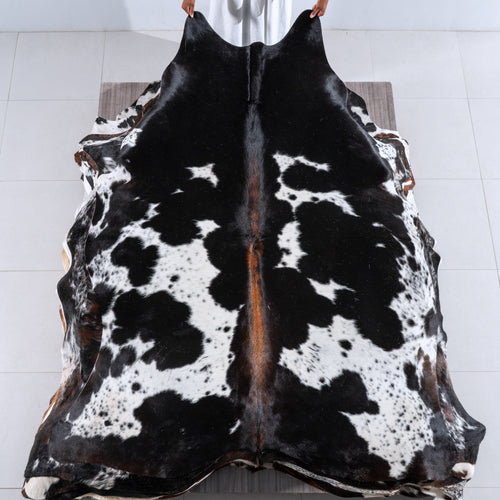 Tricolor Cowhide Rug Size 7'2" L x 6'2" W 6245