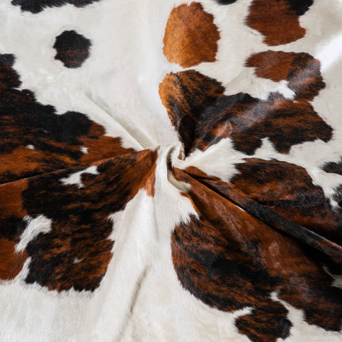 White Tricolor Cowhide Rug Size 8'7" L x 7'9" W 5444