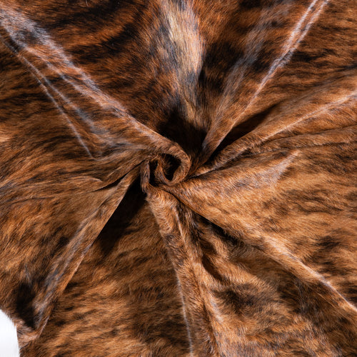 Brazilian Brindle White Belly Cowhide Rug Size 7'5" L x 7'0" W 5690