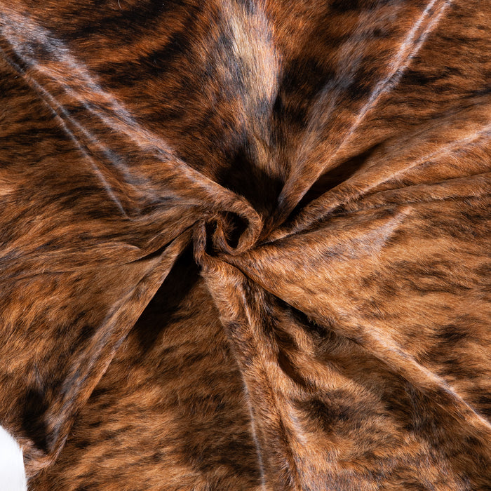 Brazilian Brindle White Belly Cowhide Rug Size 7'5" L x 7'0" W 5690