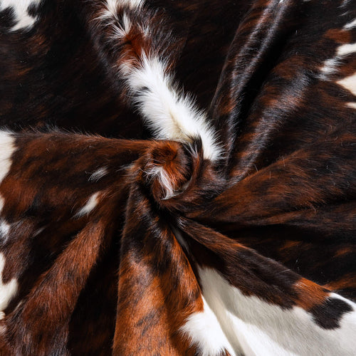 Tricolor Brindle Mix Cowhide Rug Size 7'7" L x 6'4" W 6442