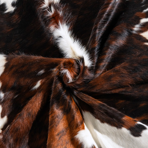 Tricolor Brindle Mix Cowhide Rug Size 7'7" L x 6'4" W 6442