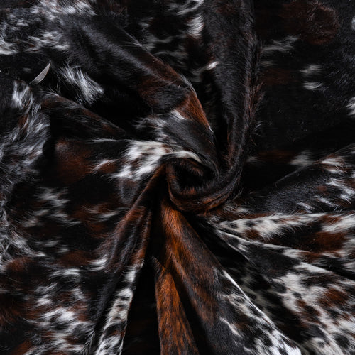 Dark Tricolor Cowhide Rug Size 8'4" L x 7'7" W 6246