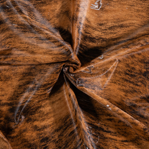 Vintage Brindle Cowhide Rug Size 7'4" L x 6'8" W 5591