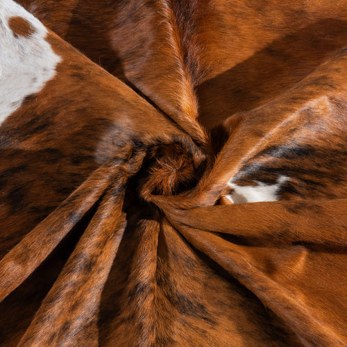 Tricolor Brindle Mix Cowhide Rug Size 7'8" L x 6'10" W 6444