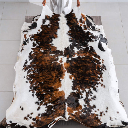 Tricolor Cowhide Rug Size 7'6" L x 7'5" W 6445
