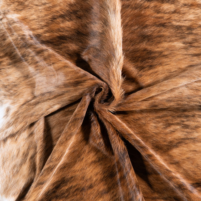 Brazilian Brindle White Belly Cowhide Rug Size 7'4" L x 6'5" W 5695