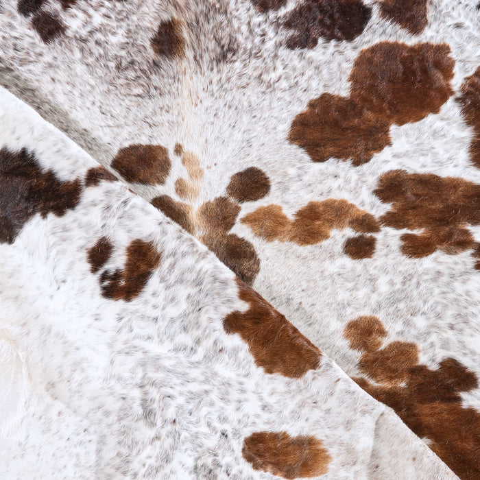 Chocolate and White Cowhide Rug Size 6'11" L x 6'6" W 6248