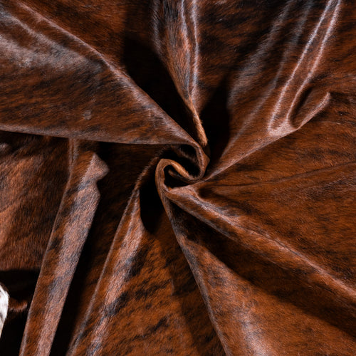 Brazilian Brindle White Belly Cowhide Rug Size 7'6" L x 6'4" W 5696