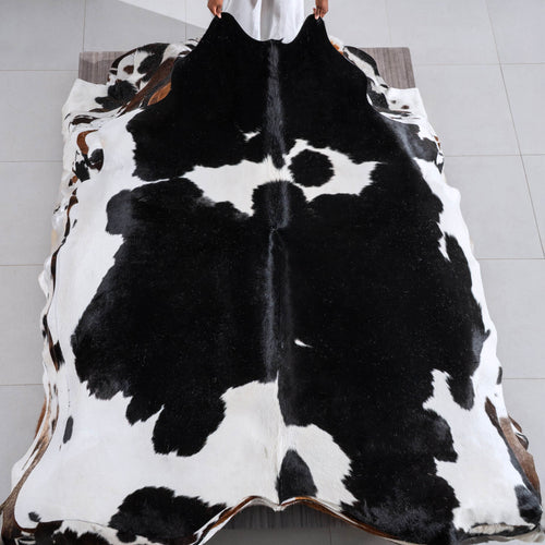 Black and White Cowhide Rug Size 7'6" L x 6'8" W 6446