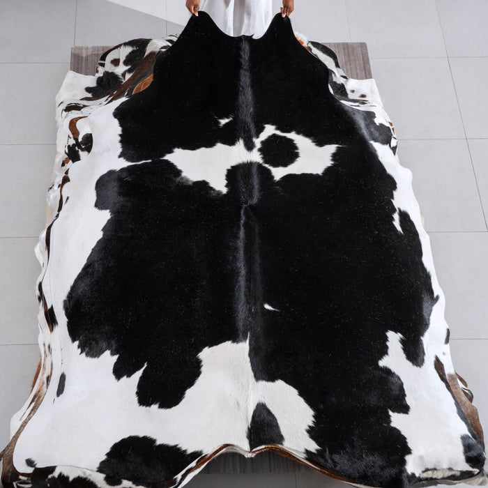 Black and White Cowhide Rug Size 7'6" L x 6'8" W 6446