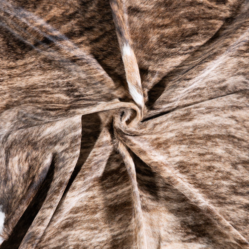 Brazilian Brindle White Belly Cowhide Rug Size 7'4" L x 6'8" W 5698