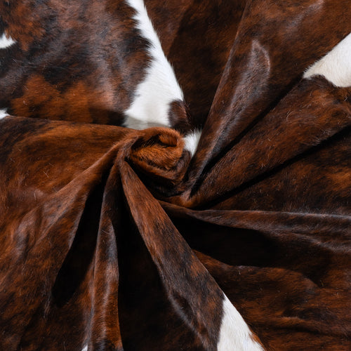 Tricolor Brindle Mix Cowhide Rug Size 7'10" L x 7'0" W 6250