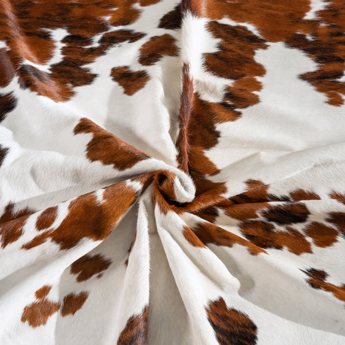 White Tricolor Cowhide Rug Size 7'9" L x 7'1" W 3939