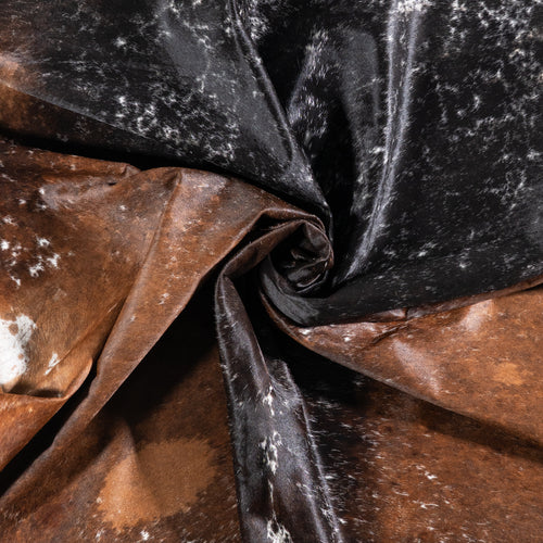 Brazilian Chocolate and White Cowhide Rug Size 7'7" L x 6'4" W 5899