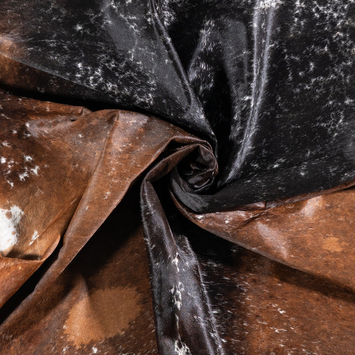 Brazilian Chocolate and White Cowhide Rug Size 7'7" L x 6'4" W 5899