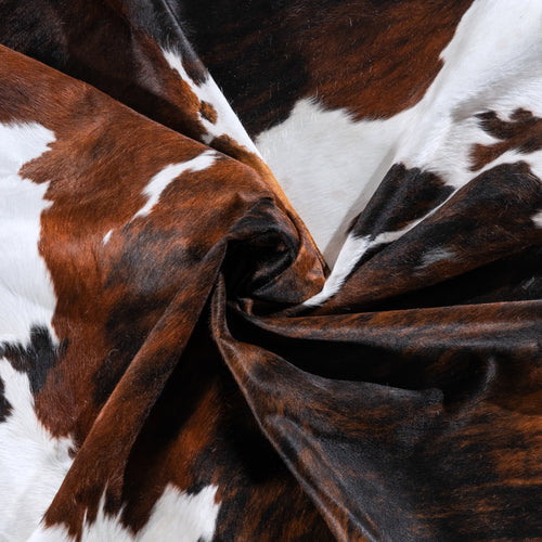 Tricolor Brindle Mix Cowhide Rug Size 8'0" L x 6'8" W 6251