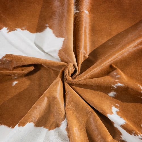 Brown and White Cowhide Rug Size 7'11" L x 7'3" W 5451