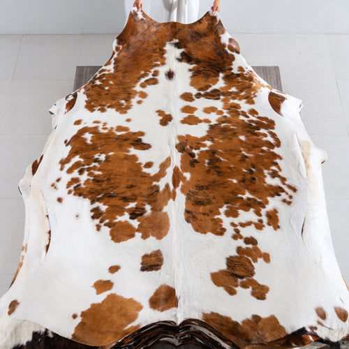 White Tricolor Cowhide Rug Size 7'8" L x 6'3" W 3941