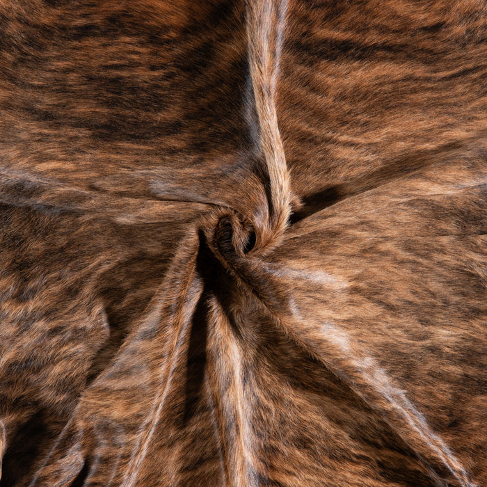 Brazilian Brindle White Belly Cowhide Rug Size 6'9" L x 6'8" W 5704