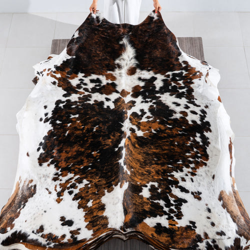 Tricolor Cowhide Rug Size 7'0" L x 6'2" W 4102