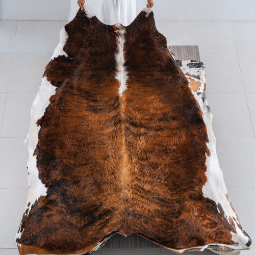 Brindle White Belly and Backbone Cowhide Rug Size 8'0" L x 7'7" W 5454