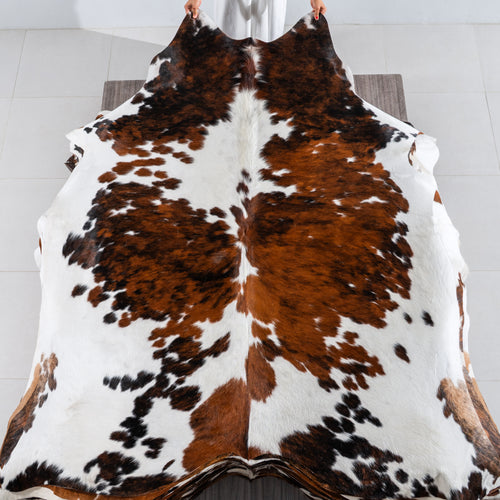 Tricolor Cowhide Rug Size 7'5" L x 6'9" W 4103