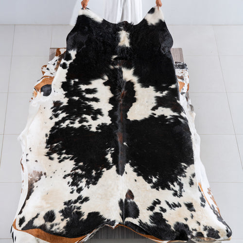 Black and White Cowhide Rug Size 8'0" L x 7'0" W 5456