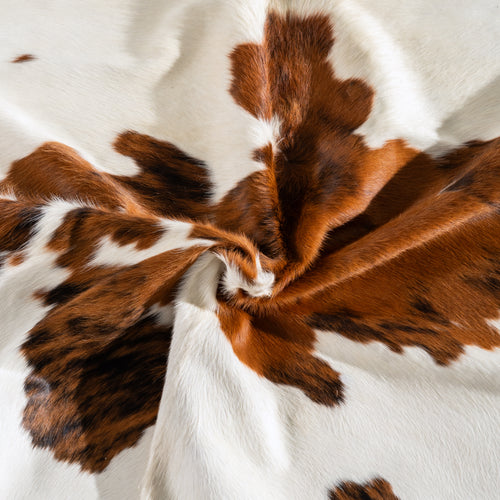 White Tricolor Cowhide Rug Size 7'6" L x 7'3" W 3944