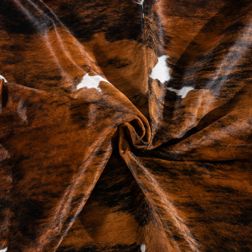 Tricolor Brindle Mix Cowhide Rug Size 7'4" L x 7'0" W 4104