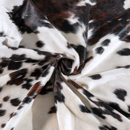 White Tricolor Cowhide Rug Size 7'1" L x 7'1" W 6257