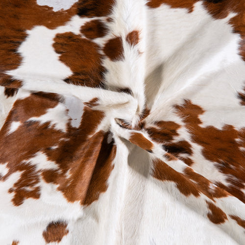 Vintage White Tricolor Cowhide Rug Size 6'7" L x 5'11" W 4373