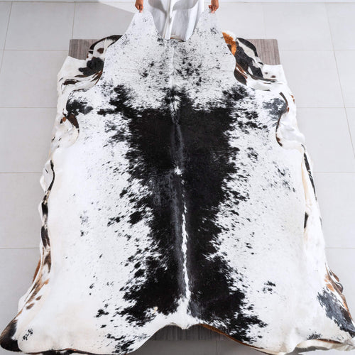 Black Salt and Pepper Cowhide Rug Size 7'11" L x 7'0" W 6456