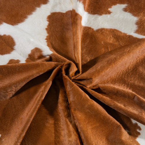 Brown and White Cowhide Rug Size 8'1" L x 7'0" W 5458