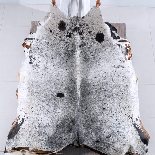 Black Salt and Pepper Cowhide Rug Size 7'6" L x 7'2" W 6261
