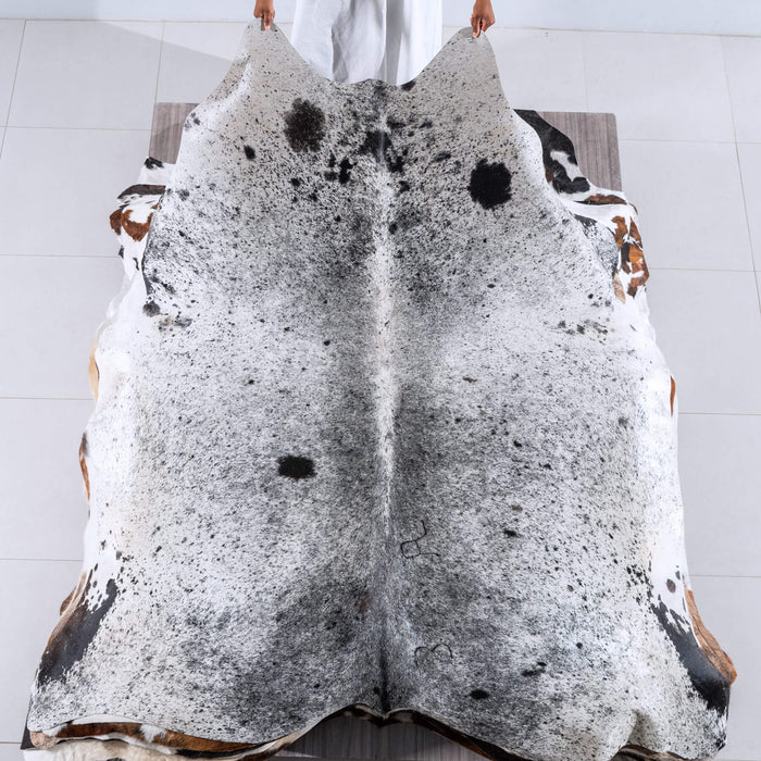 Black Salt and Pepper Cowhide Rug Size 7'6" L x 7'2" W 6261