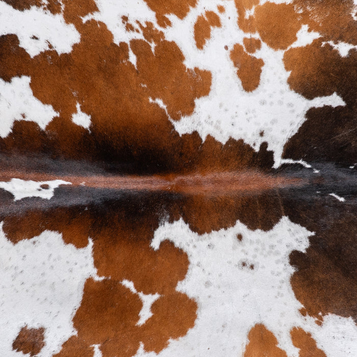 Brazilian Chocolate and White Cowhide Rug Size 7'10" L x 7'1" W 5919