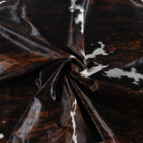 Tricolor Brindle Mix Cowhide Rug Size 7'9" L x 7'4" W 4108