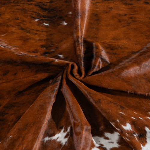 Tricolor Brindle Mix Cowhide Rug Size 8'4" L x 6'10" W 5461